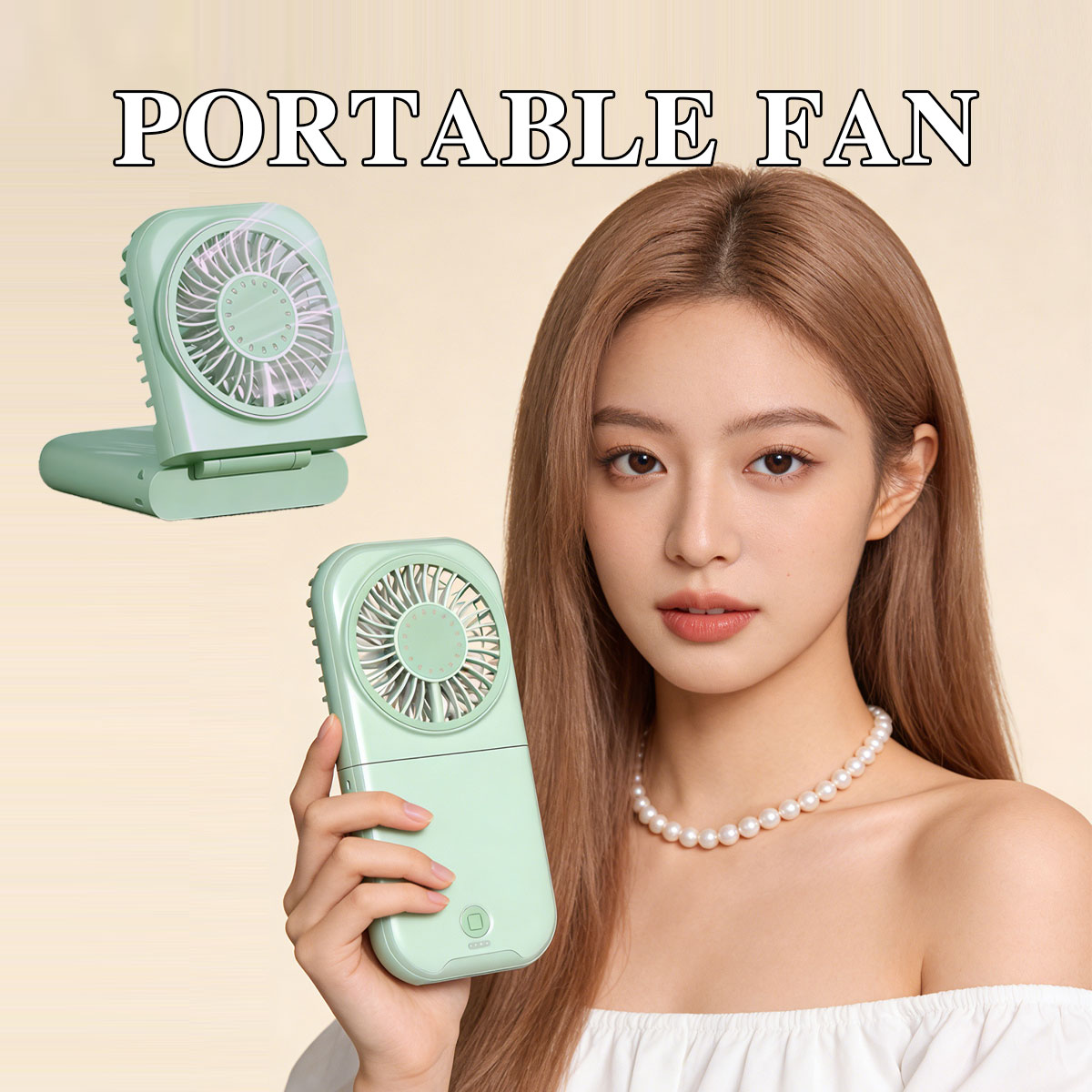 Outdoor Power With Timer - Foldable Handheld Desktop Fan USB Charging